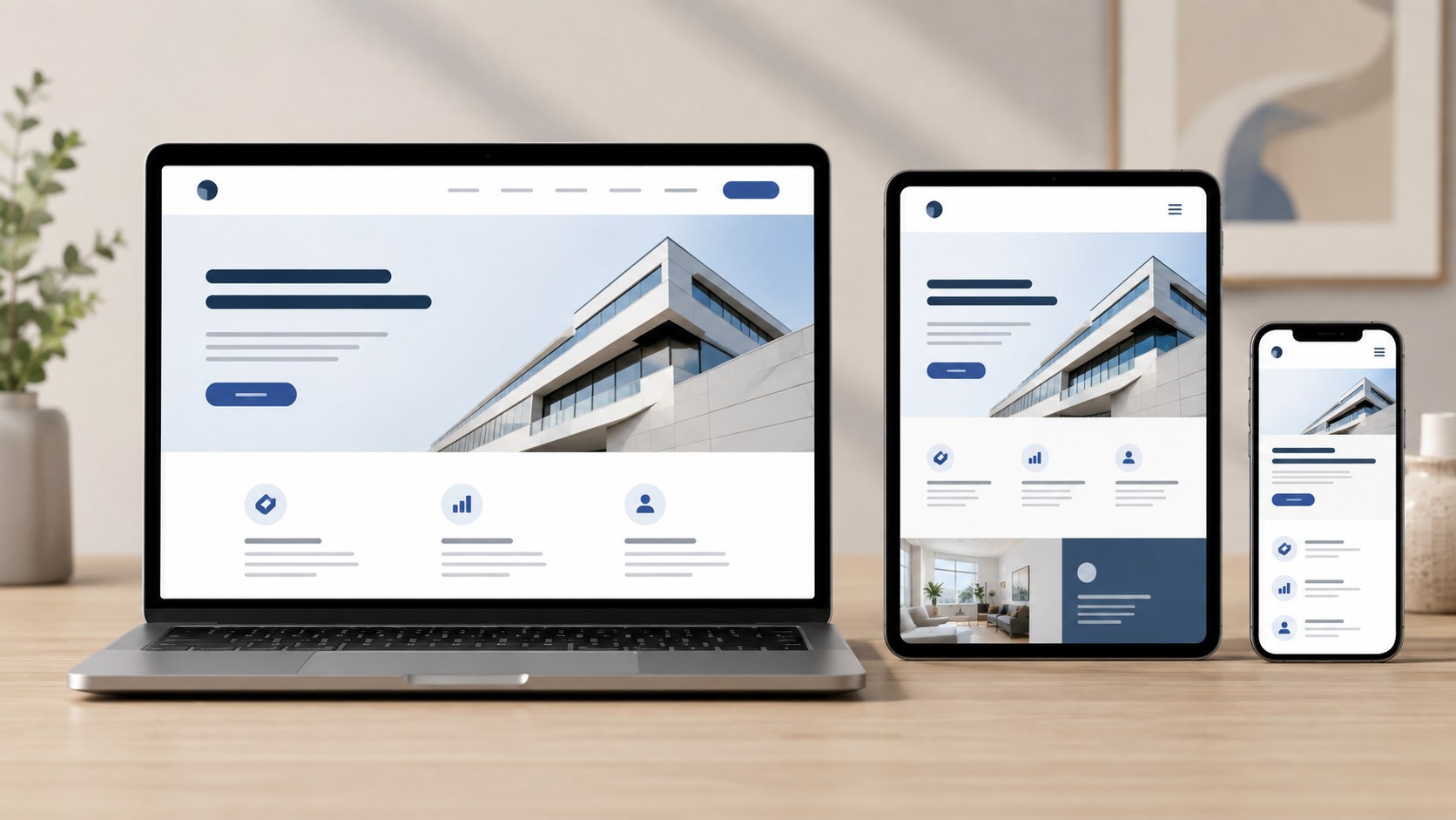 Responsive website shown on laptop tablet and mobile